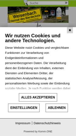 Vorschau der mobilen Webseite www.weisenbach.de, Weisenbach