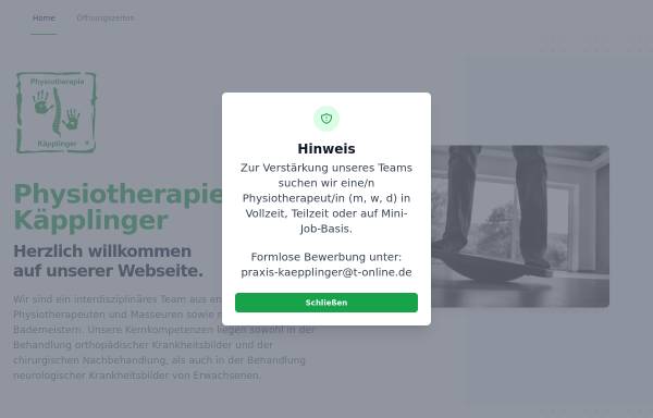 Vorschau von www.praxis-kaepplinger.de, Praxis für Physiotherapie Käpplinger