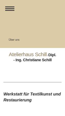 Vorschau der mobilen Webseite www.schill-textile.de, Werkstätten für Textilgestaltung & Restaurierung Schill