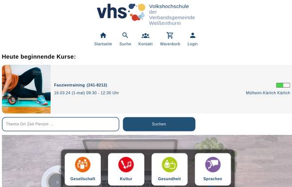 Vorschau von www.vhs-weissenthurm.de, Volkshochschule der Verbandsgemeinde Weißenthurm