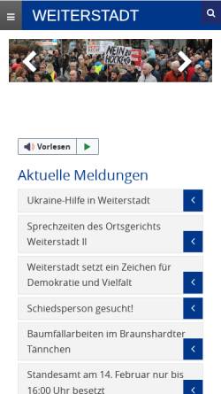 Vorschau der mobilen Webseite www.weiterstadt.de, Weiterstadt