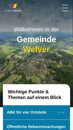 Vorschau der mobilen Webseite www.welver.de, Gemeinde Welver