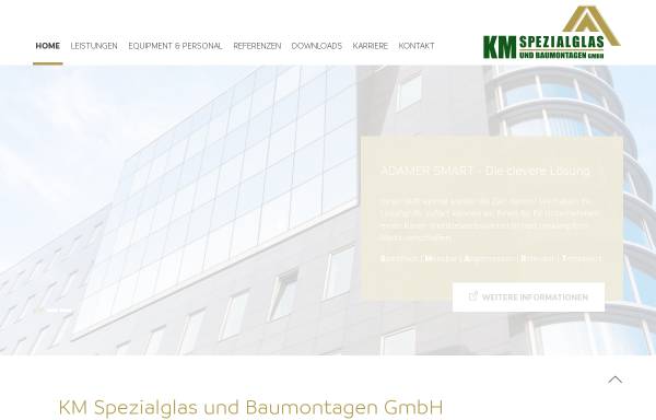Vorschau von www.km-spezialglas.de, KM Spezialglas und Baumontagen GmbH