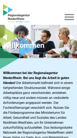 Vorschau der mobilen Webseite regionalagentur-niederrhein.de, Regionalagentur Niederrhein