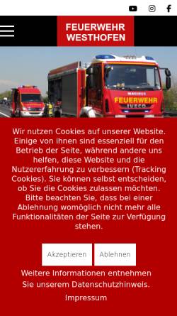 Vorschau der mobilen Webseite www.feuerwehr-westhofen.de, Freiwillige Feuerwehr Westhofen