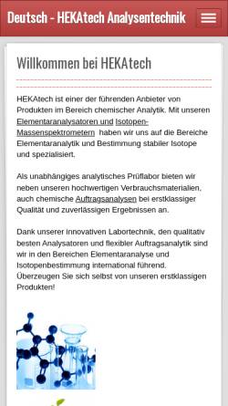 Vorschau der mobilen Webseite www.hekatech.com, HEKAtech GmbH