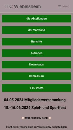 Vorschau der mobilen Webseite www.ttc-wiebelsheim.de, TTC Wiebelsheim