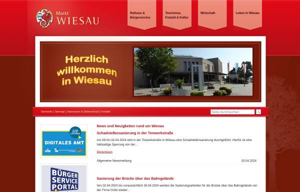 Vorschau von www.wiesau.de, Markt Wiesau