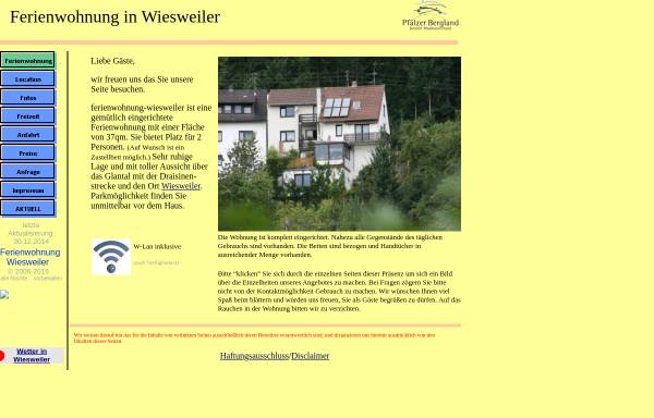 Vorschau von www.ferienwohnung-wiesweiler.de, Ferienwohnung Wiesweiler