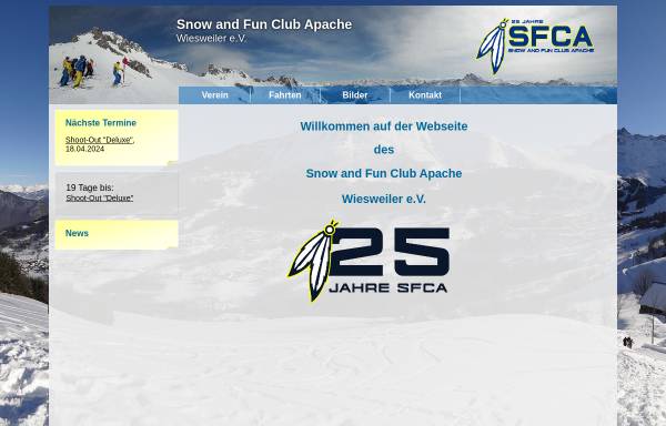 Vorschau von www.sfca.de, Snow and Fun Club Apache Wiesweiler e.V.