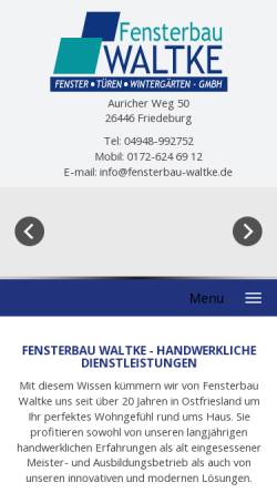 Vorschau der mobilen Webseite www.fensterbau-waltke.de, Fensterbau Waltke GmbH