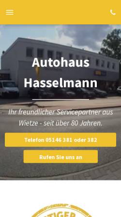 Vorschau der mobilen Webseite www.hasselmann-wietze.de, Autohaus Hasselmann