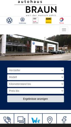 Vorschau der mobilen Webseite www.autohausbraun.de, Autohaus Braun GmbH
