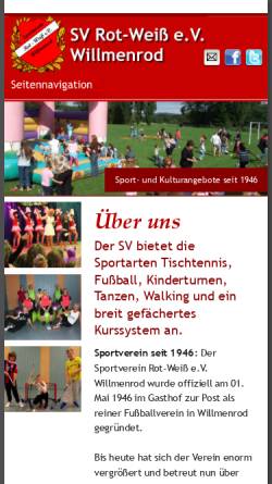 Vorschau der mobilen Webseite www.sv-willmenrod.de, Sportverein Rot-Weiß e.V. Willmenrod