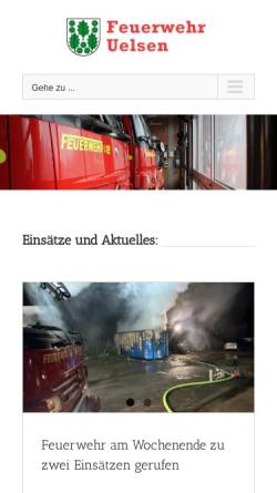 Vorschau der mobilen Webseite www.feuerwehr-uelsen.de, Ortsfeuerwehr Wilsum