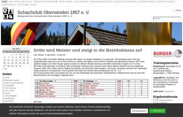 Vorschau von www.schachclub-oberwinden.de, Schachclub Oberwinden 1957 e.V.