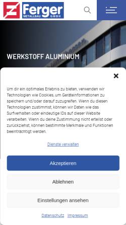 Vorschau der mobilen Webseite ferger-metallbau.de, Ferger Metallbau GmbH