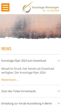 Vorschau der mobilen Webseite www.kunsttage-winningen.de, Kunsttage Winningen