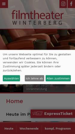 Vorschau der mobilen Webseite www.filmtheater-winterberg.de, Filmtheater Winterberg