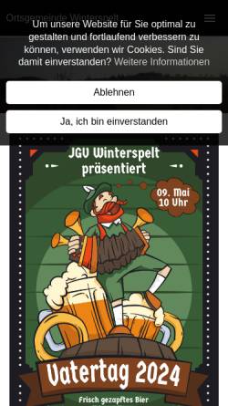 Vorschau der mobilen Webseite www.winterspelt.de, Gemeinde Winterspelt
