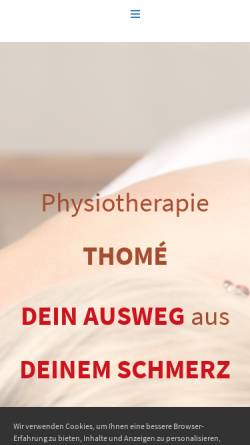 Vorschau der mobilen Webseite www.physiotherapie-thome.de, Physiotherapie Thome