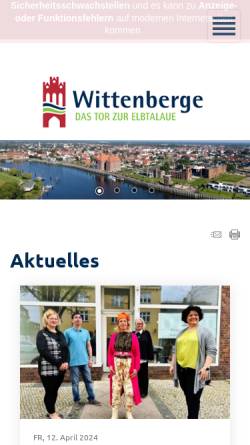 Vorschau der mobilen Webseite www.wittenberge.de, Stadt Wittenberge