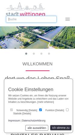 Vorschau der mobilen Webseite www.wittingen.de, Stadt Wittingen