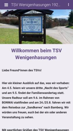 Vorschau der mobilen Webseite www.tsv-wenigenhasungen.de, TSV Wenigenhasungen