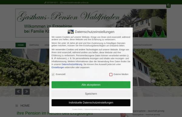 Vorschau von www.waldfrieden.de, Gasthaus - Pension Waldfrieden