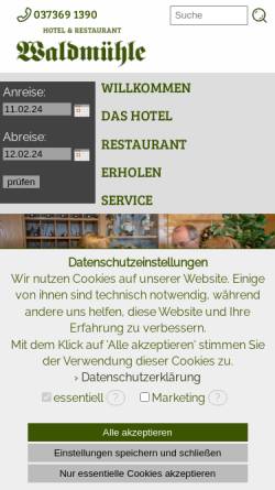 Vorschau der mobilen Webseite www.waldmuehle-erzgebirge.de, Hotel-Restaurant Waldmühle
