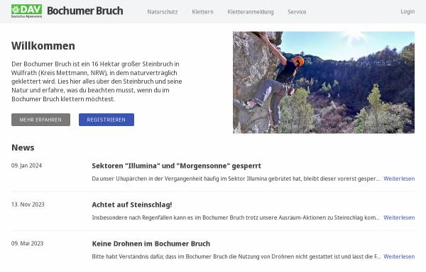 Vorschau von www.bochumer-bruch.de, Bochumer Bruch - Klettern in Wülfrath