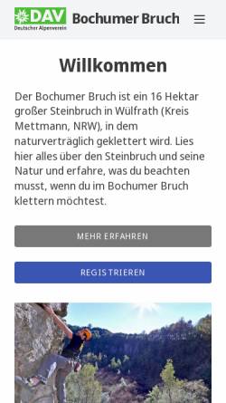 Vorschau der mobilen Webseite www.bochumer-bruch.de, Bochumer Bruch - Klettern in Wülfrath