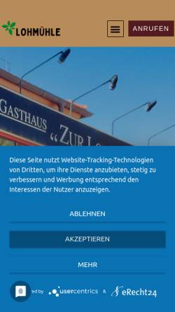 Vorschau der mobilen Webseite www.lohmuehle.info, Gasthaus Zur Lohmühle