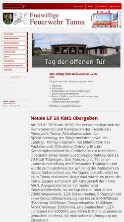 Vorschau der mobilen Webseite www.feuerwehr-tanna.de, Freiwillige Feuerwehr Tanna