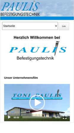 Vorschau der mobilen Webseite www.paulis-befestigungstechnik.de, Toni Paulis Befestigungstechnik