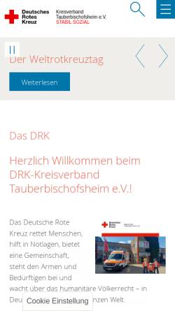 Vorschau der mobilen Webseite www.drk-tbb.de, DRK-Kreisverband Tauberbischofsheim e.V.