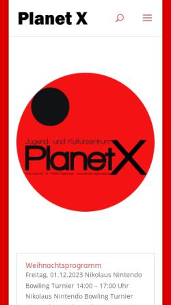 Vorschau der mobilen Webseite www.planetx-tegernsee.de, Jugend- und Kulturzentrum Pl@net X