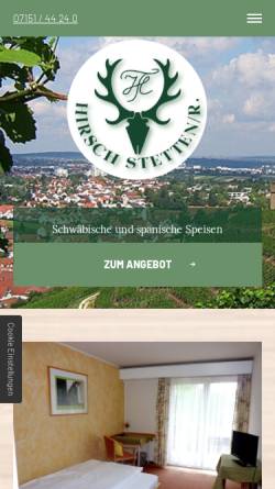 Vorschau der mobilen Webseite www.hirsch-kernen.de, Hotel Restaurant Hirsch