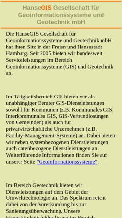 Vorschau der mobilen Webseite www.hansegis.de, HanseGIS Ges. für Geoinformationssysteme und Geotechnik mbH