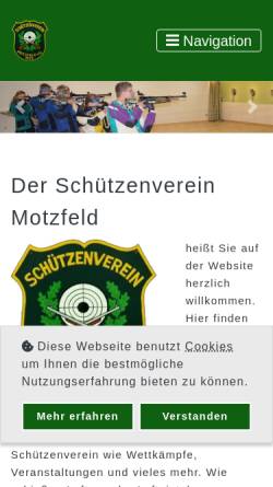 Vorschau der mobilen Webseite www.schuetzenverein-motzfeld.de, Schützenverein Motzfeld e. V.