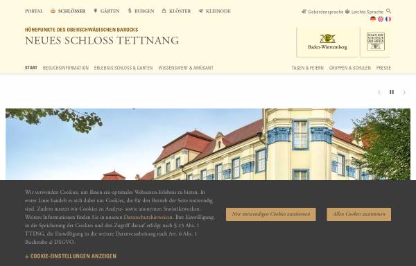 Vorschau von www.schloss-tettnang.de, Neues Schloß Tettnang