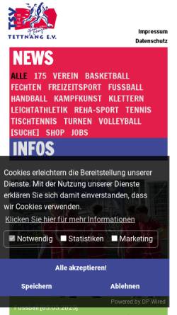 Vorschau der mobilen Webseite www.tsv-tettnang.de, TSV 1848 Tettnang e. V.