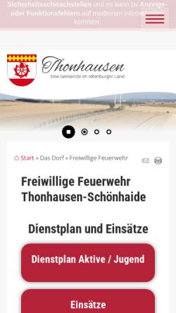 Vorschau der mobilen Webseite www.ffw-thonhausen.de, FFw Thonhausen-Schönhaide