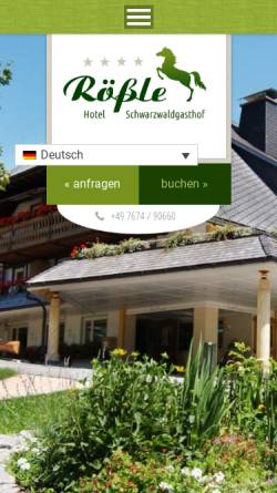 Vorschau der mobilen Webseite www.hotel-roessle.de, Hotel Schwarzwaldgasthof Rößle