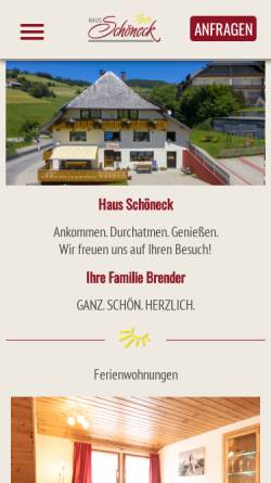 Vorschau der mobilen Webseite www.haus-schoeneck-brender.de, Gästehaus Schöneck