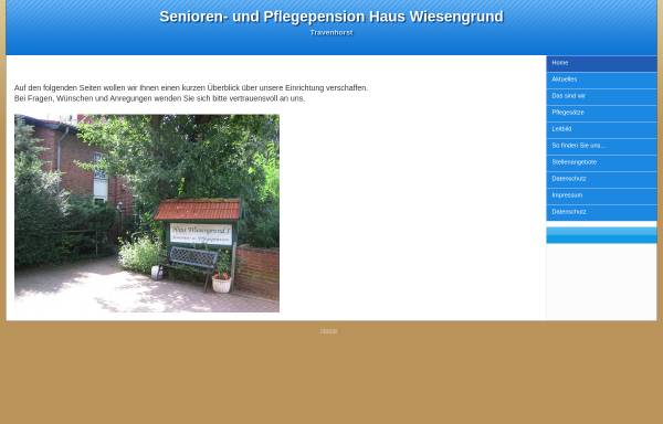 Vorschau von www.haus-wiesengrund-travenhorst.de, Seniorenpension Haus Wiesengrund