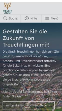 Vorschau der mobilen Webseite www.treuchtlingen.de, Stadt Treuchtlingen