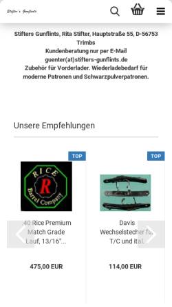 Vorschau der mobilen Webseite stifters-gunflints.de, Stifter's Gunflints