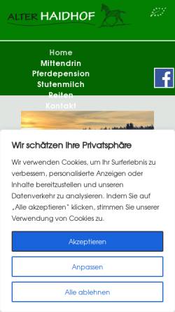 Vorschau der mobilen Webseite www.haidhof.de, Alter Haidhof Trochtelfingen