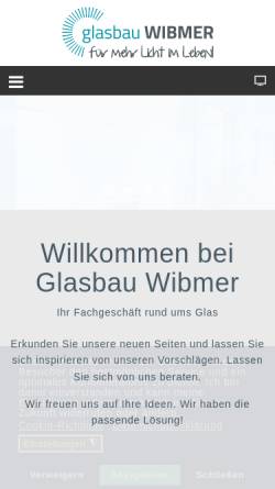 Vorschau der mobilen Webseite www.glaserei-wibmer.de, Glasbau Wibmer